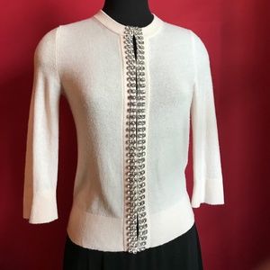 Kate Spade White Cardigan with Diamond Trim